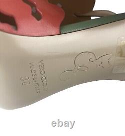 Camilla Elphick Leather Floral Cut Out Pink Green D'orsay Stiletto Heels 38/7.5