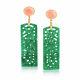 Carved Green Jade & Pink Coral Drop Earrings In 14kt Gold Over Sterling Sale