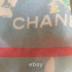 Chanel 11C NEW TAGS Pale Blue Pink Green Multicolor CC LOGO STOLE Scarf BOX