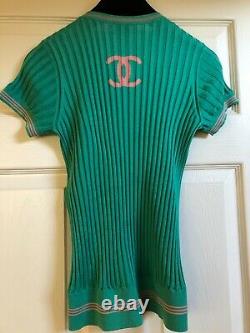 Chanel 20P NEW Green Pink Top with CC LOGO and Chanel #5 FR38-FR36