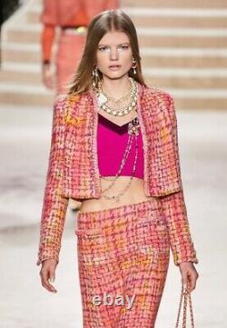 Chanel NWT tweed pink jacket blazer 36 NWT $9950 20A runway green tan orange