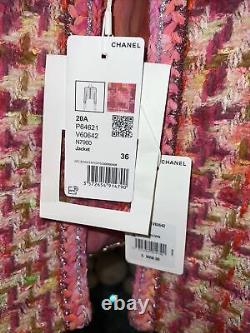 Chanel NWT tweed pink jacket blazer 36 NWT $9950 20A runway green tan orange