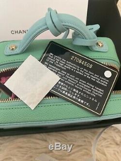 Chanel Pink, Green and Blue Caviar Mini Filigree Vanity Case Bag