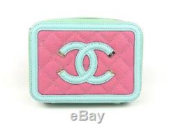 Chanel Pink, Green and Blue Caviar Mini Filigree Vanity Case Crossbody Bag