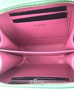 Chanel Pink, Green and Blue Caviar Mini Filigree Vanity Case Crossbody Bag
