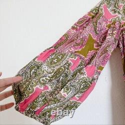 Charina Sarte Womens Nara Dress Pink/Green Paisley Size M