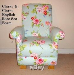 Childs Chair Pink Armchair Clarke English Rose Sea Foam Fabric Mint Green Floral