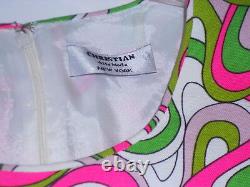 Christian alta moda dress mod green hot pink small / medium