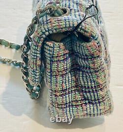 Classic Mini Chanel Quilted Tweed Flap Bag Blue, White, Pink, Green