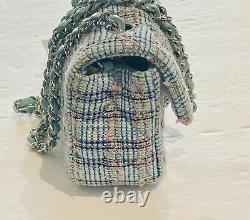Classic Mini Chanel Quilted Tweed Flap Bag Blue, White, Pink, Green