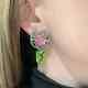 Classic Transparent Pink Sapphire With Green Tsavorite & White Cz Dangle Earring