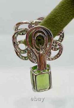 Classic Transparent Pink Sapphire With Green Tsavorite & White CZ Dangle Earring