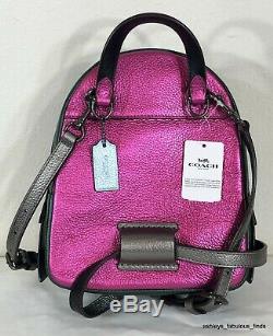 Coach Andi Backpack In Metallic Colorblock Shoulder Bag Purple Pink Green F49122