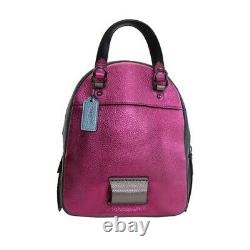Coach F49122 Andi Metallic Pebbled Leather Backpack Pink Green Purple BRAND NEW