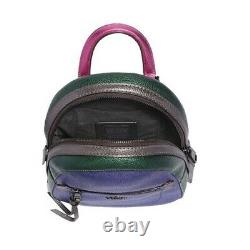 Coach F49122 Andi Metallic Pebbled Leather Backpack Pink Green Purple BRAND NEW