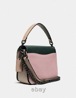Coach cassie 19 Leather crossbody Satchel in colorblock NWT Green Pink 89088