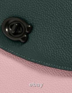 Coach cassie 19 Leather crossbody Satchel in colorblock NWT Green Pink 89088