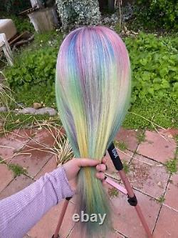 Custom Colored 100% Human Hair Wig Multicolor Blue, Pink, Green, Purple Melt