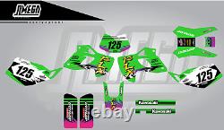 Custom Decal Graphic Sticker kit Green and Pink Design Kawasaki KLX
