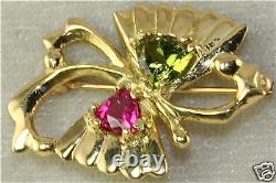 Custom Made 18k Gold Pink Green Tourmaline Pin Pendant