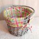 Cute Decorative Basket Lined Gray With Pink Green & Blue Inside