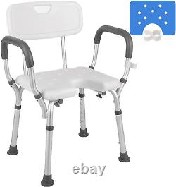 DECTRII Shower Chair with Padded Armrests and Back, Heavy Duty Shower Bath Seat