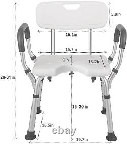 DECTRII Shower Chair with Padded Armrests and Back, Heavy Duty Shower Bath Seat