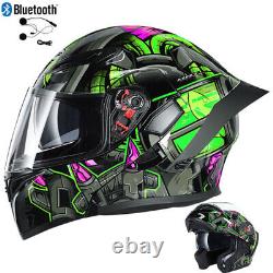 DOT Bluetooth Modular Motorcycle Helmet FULL FACE Crash Motorbike Flip Up Helmet