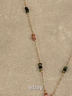 Delicate Pink Green Sapphire Station 14k Gold Y Necklace Fortunoff