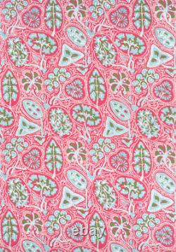 Delightful Pink & Green Floral Paisley Linen Print Multipurpose Fabric 10 Yards