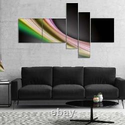 Designart'Pink Green Abstract Lines' Abstract Canvas art 60 in. Wide x 32 in
