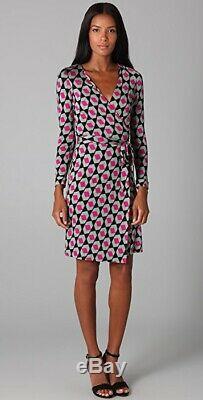Diane Von Furstenberg Wrap Dress 8 New Julian Green Pink Print Silk DVF Womens