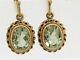 E066- Genuine 9k 9ct Solid Rose / Pink Gold Natural Green Amethyst Drop Earrings