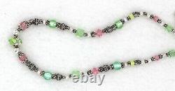EK DESIGNS Sterling Silver Green Blue Pink Beads 18 Necklace New Without Tag