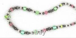 EK DESIGNS Sterling Silver Green Blue Pink Beads 18 Necklace New Without Tag