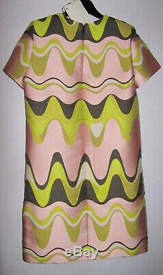EMILIO PUCCI Heavily Embroidered Pink/Green/Grey DRESS UK 6
