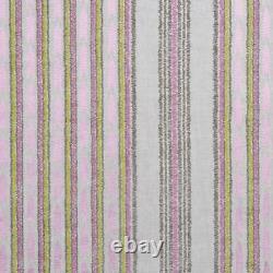 Embroidered Drapery Stripe Fabric Ivory Green Pink / Moss RMBLV