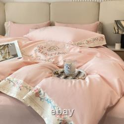 Embroidery Green Bedding Set Luxury Solid Color Cotton Duvet Cover Bed Sheet