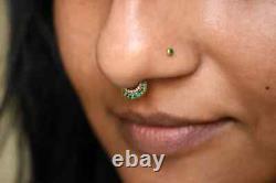 Emerald & Diamond 18K Rose Over Helix CartilageTragus Septum Daith Clicker Ring