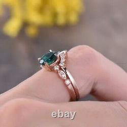 Engagement Set Statement Fine Birthday Ring 14k Gold Simulated Emerald Diamond