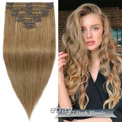Extra THICK Remy Clip In 100% Human Hair Extensions Double Wefts 8 PCS Full Head