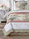 Floral Patchwork 3p Full Queen Quilt Celia Green Pink Shabby White Chic Cottage