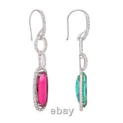 Featuring Mismatched Elongated Oval Pink & Green Tourmalines & Diamonds Earrings