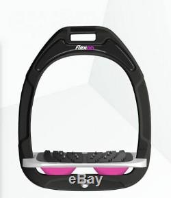 Flex-On Green Composite Stirrups with Incline- Black/Grey/Pink Adult