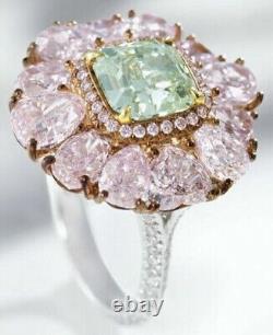 Flower Design White, Pink & Green Cubic Zirconia Wedding Ring In 935 Silver