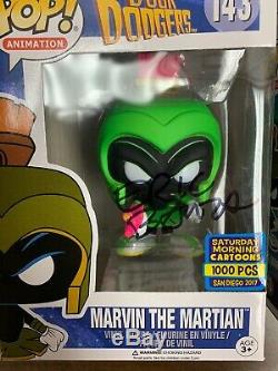 Funko POP! Vinyl Marvin the Martian Neon Green Orange Pink Signed SDCC 2017