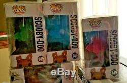 Funko Pop Pink, Green, Blue Scooby-Doo Flocked #149 2017 SDCC Exclusive LOT