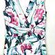 Green Pink Multicolor Floral Surplice Tiered Slimming Dress Sz 8 New