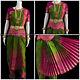 Green Purple Pink 38 Inch Pant Length Bharatanatyam Copper Zari Dance Costume