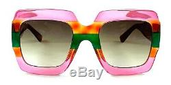 GUCCI GG0178S GG 0178S 006 Oversized Square Pink/Green/Tortoise Sunglasses